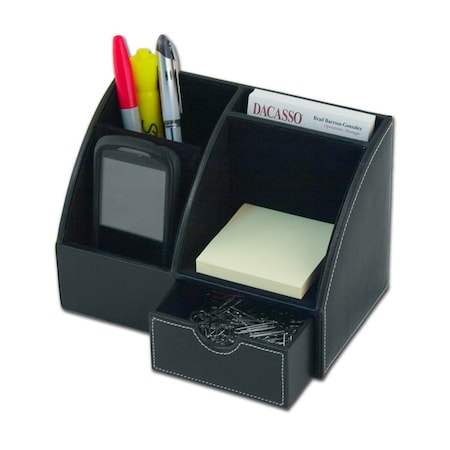Dacasso Classic Black Leather Desktop Organizer AG-1013